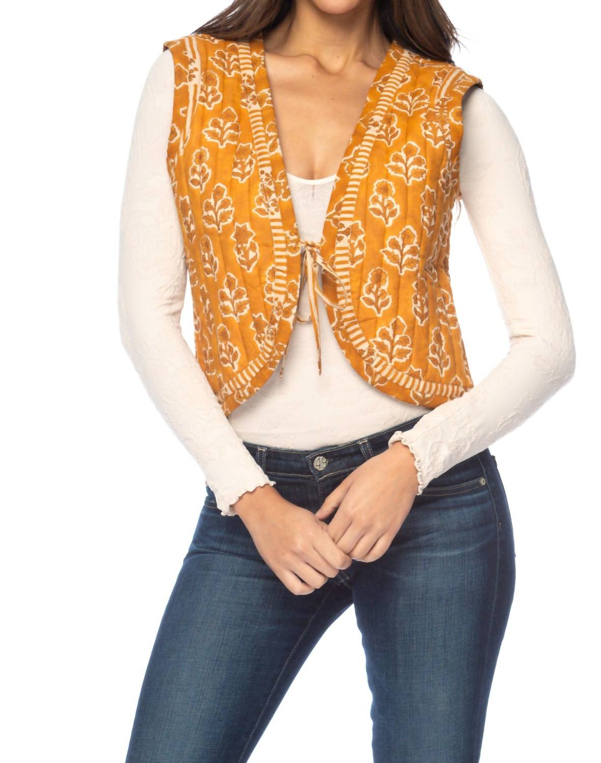 Tolani Bimala Vest in mustard - women's jacket