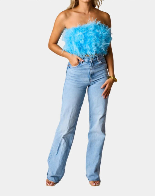 Buddylove - Fancy Strapless Feather Crop Top