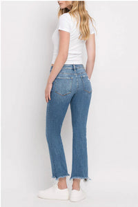 Flying Monkey - Mid-rise Destructed Hem Crop Bootcut Jeans