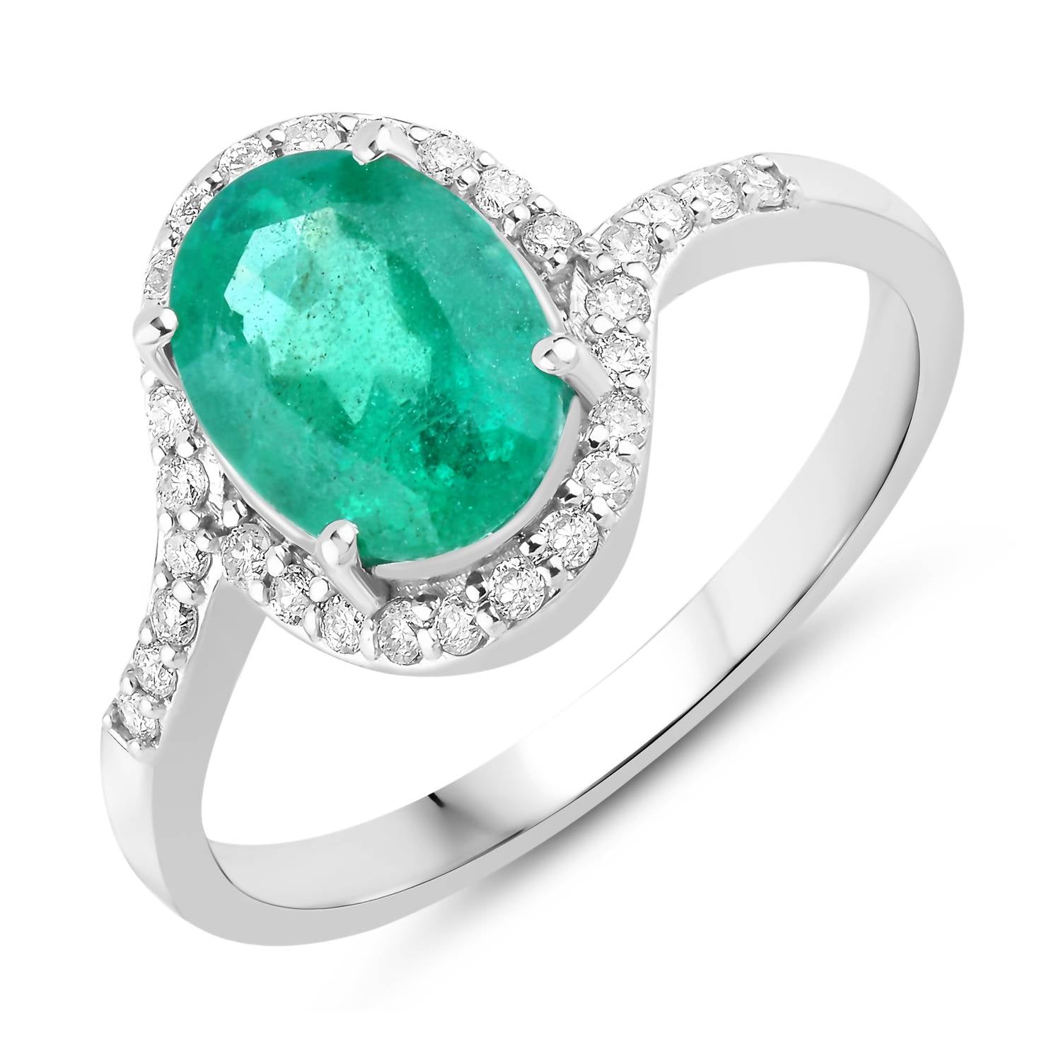 Diana M Jewels Women's Oval Natural Zambian Emerald Fashion Ring (1.92 Ct) - Classic in 14k white gold - women's jewelry