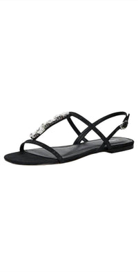 Larroude Women's Calypso Flat Sandals in black - women's sandal