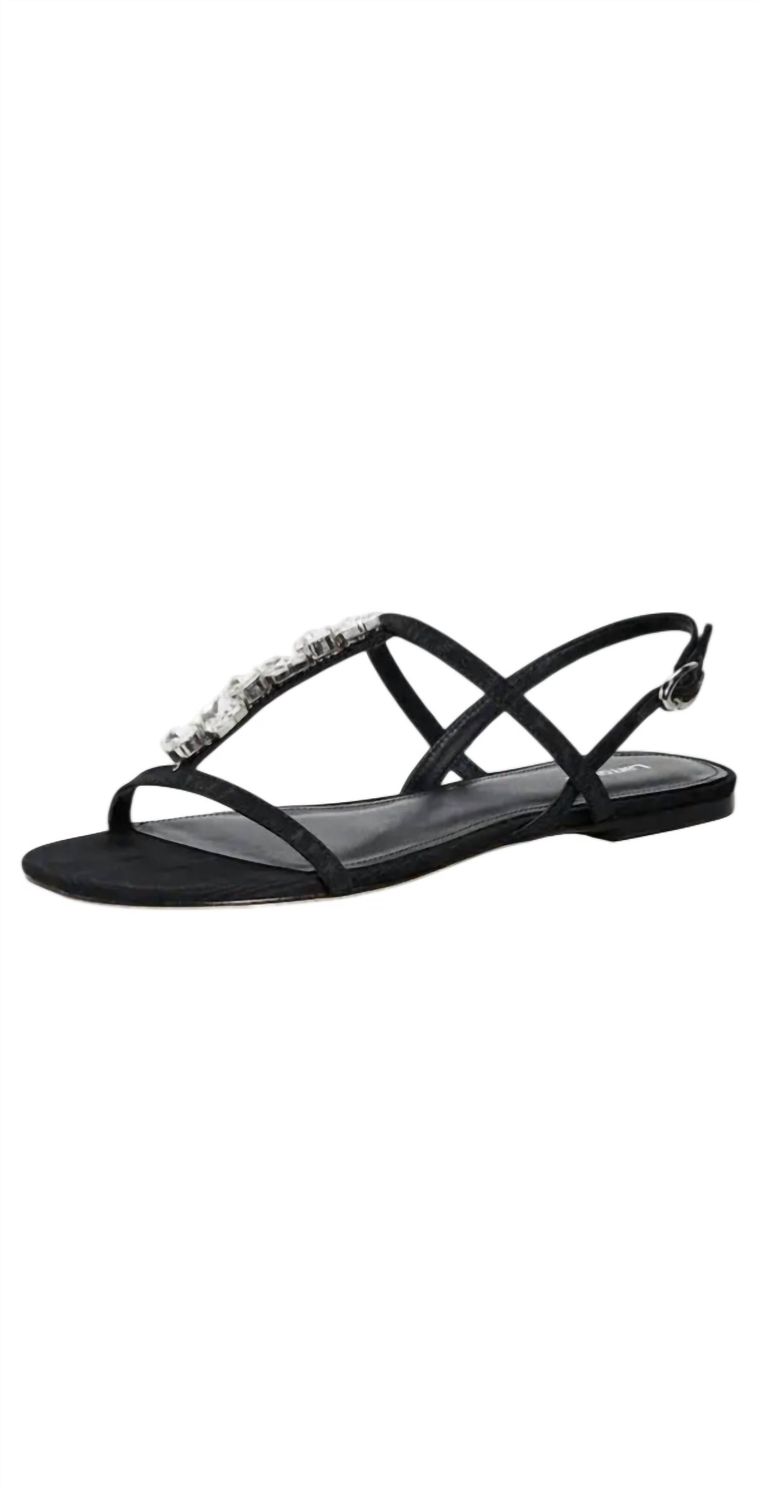 Larroude Women's Calypso Flat Sandals in black - women's sandal