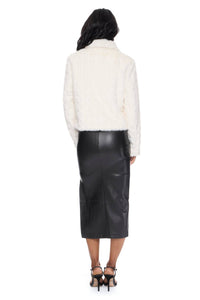 CIEBON Irini Cable Fur Jacket in ivory - women's jacket - alternate view