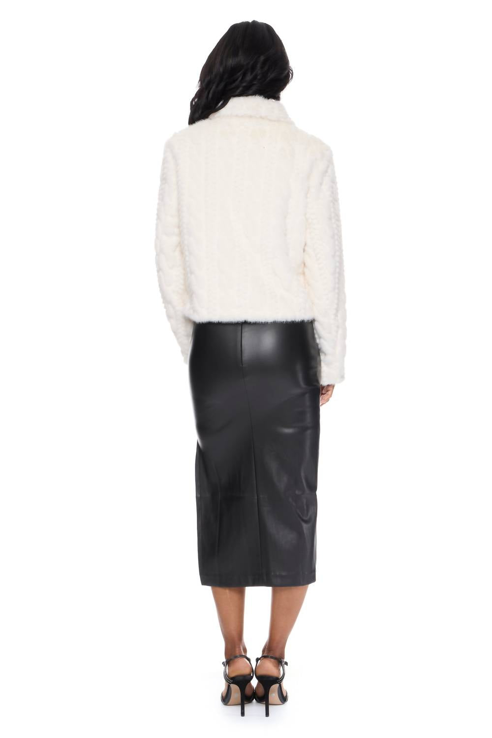 CIEBON Irini Cable Fur Jacket in ivory - women's jacket - alternate view