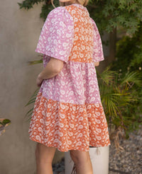 Voy - Paisley Embroidery Color Block Dress