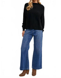 Mikarose Oversized Sweater Top in black - women's sweater - detail view
