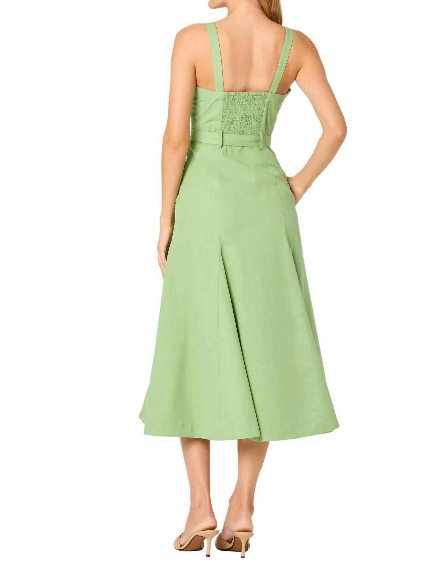 ASTR Mckinley Flared Dress in green - women's dress - detail view