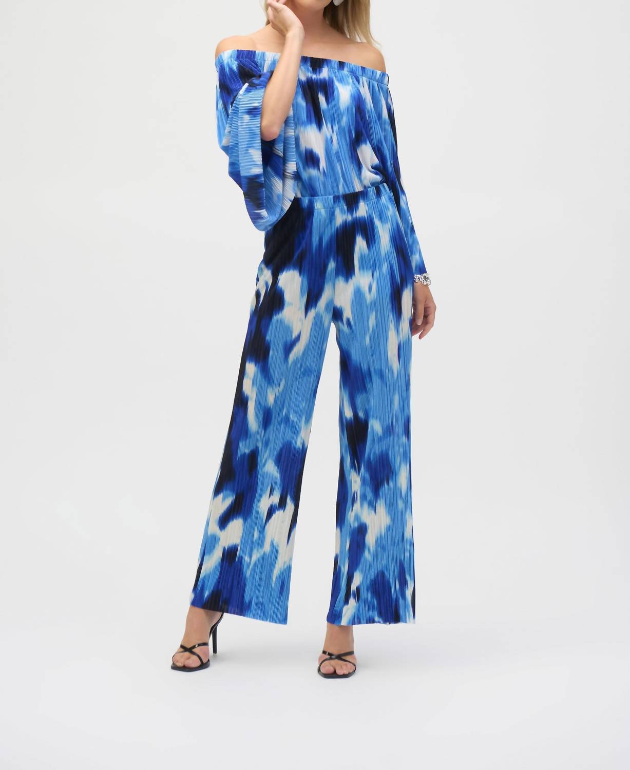 Joseph Ribkoff - Pleated Novelty Tropical Print Wide Leg Pants