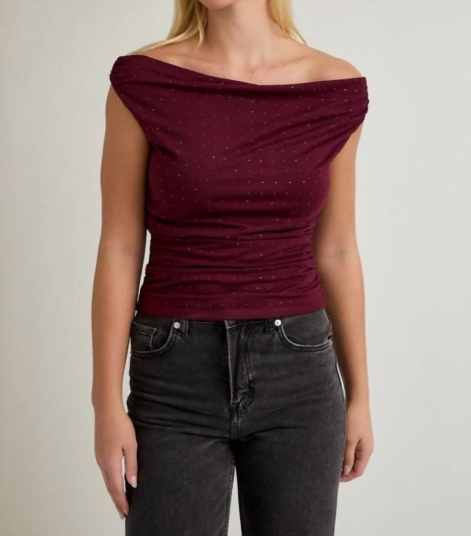 Le Lis - Off Shoulder Rhinestone Top