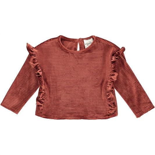 Vignette - Girl's Peyton Ribbed Velour Ruffle Top