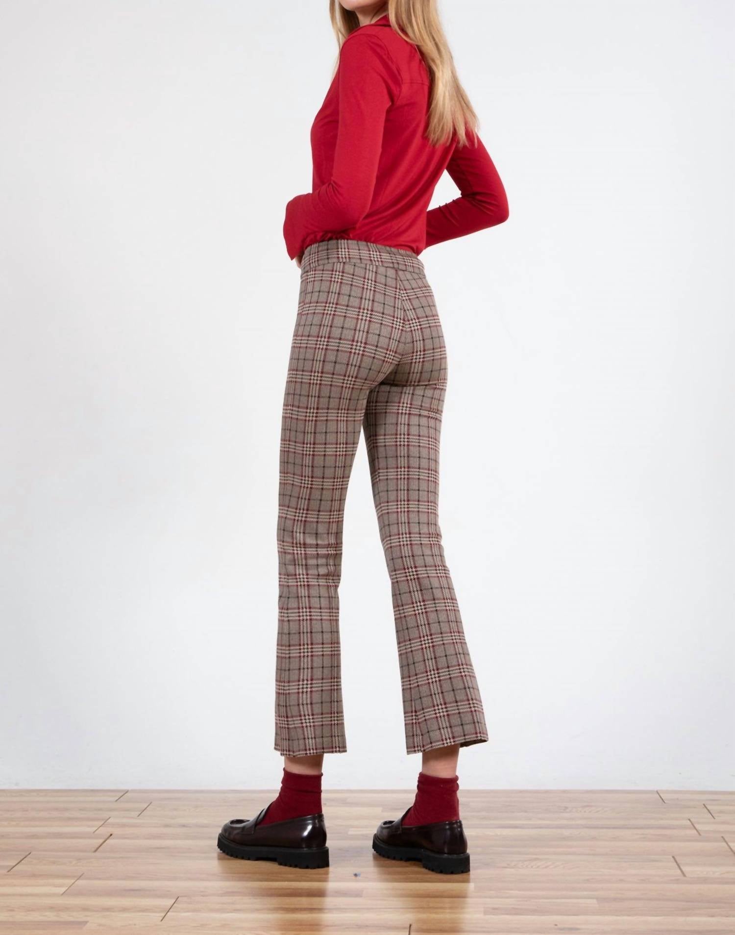 Avenue Montaigne Leo Flare Cut Pants in houndstooth check - women's pants - alternate view
