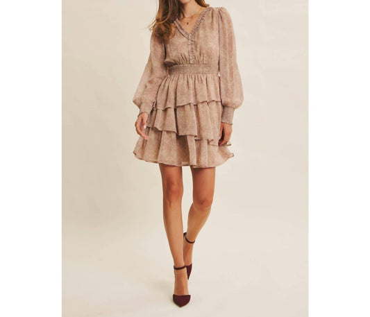 In February - Women's Romantic In Every Way Floral Tiered Ruffle Mini Dress