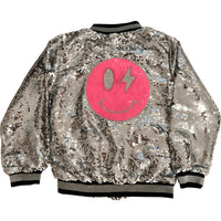 Lola + The Boys - Kid's Emoji Sequin Bomber Jacket