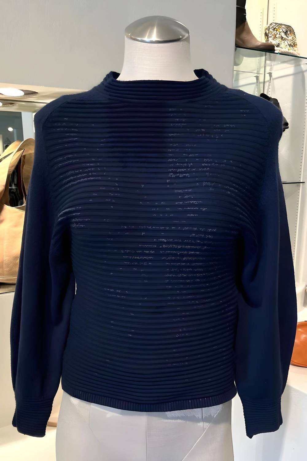 DIAGONAL MOCK NECK SWEATER