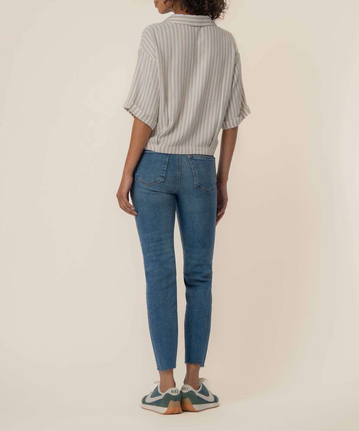 KUT FROM THE KLOTH Donna Top in ivory taupe - women's blouse - alternate view