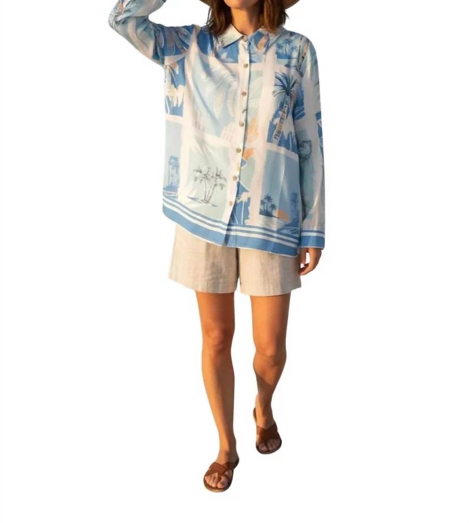 Surf Gypsy - Island Postcard Long Sleeve Button Down