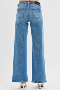 RISEN Low Rise Wide Leg Jeans in med wash - women's jeans - alternate view