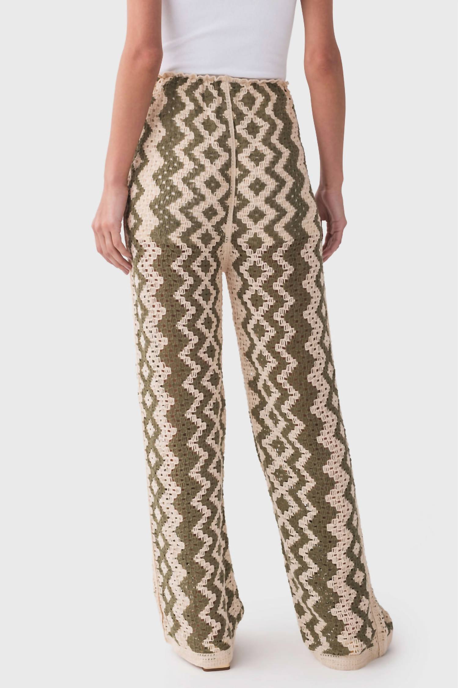 RD Style Kya Crochet Pants in natural green - women's pants - alternate view