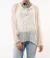 Aratta Maven Chiffon Blouse With Cami in ivory 1 - women's blouse - detail view