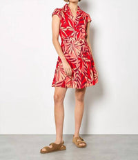 Apricot - Layered Tropical Button Dress