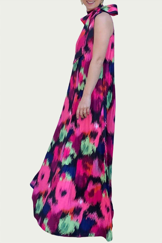 POPPY PLEATED SATIN MAXI DRESS