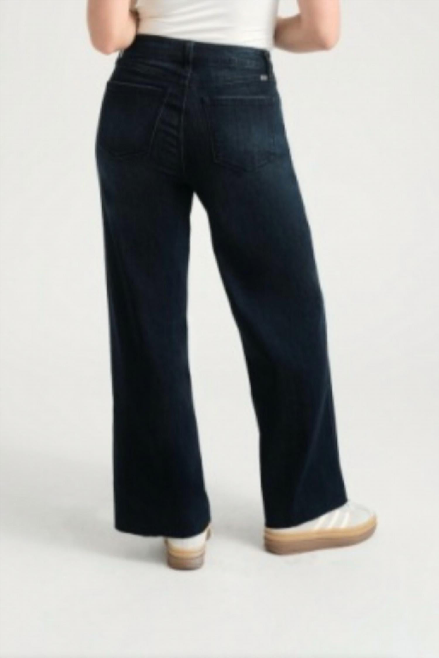1822 Denim Women's High Rise Wide Leg Jean in dark blue - women's pants - detail view