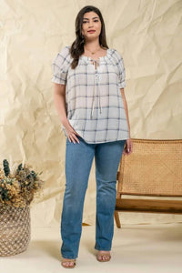 Blu Pepper - Smocked Neckline Woven Top - Plus
