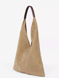 PENELOPE CHILVERS Women's Triangle Suede Bag in sand - women's bag - detail view