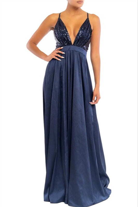 Navy Sequin Maxi Dress