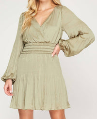 She + Sky - Long Sleeve Satin Dress