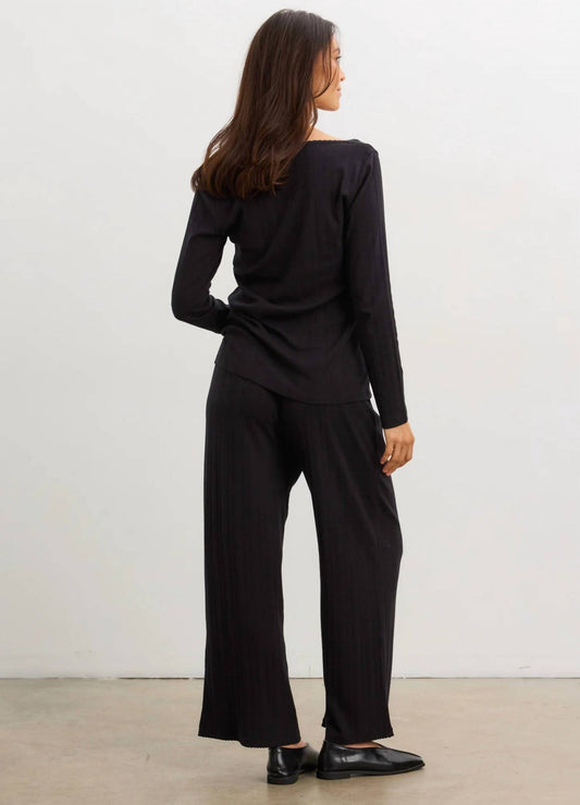 Hatch - Long Sleeve Pointelle Henley Top