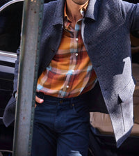 Billy Reid Bold Plaid Tuscumbia Button Down Shirt in orange - men's shirt - alternate view