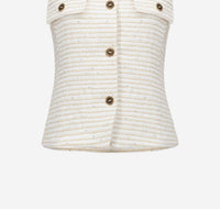 Joseph Ribkoff Bouclé Fitted Vest With Buttons in cream - women's blouse - view 6