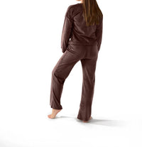 Memoi - Velour Loose Fit V-neck Sweatshirt And Pants Set