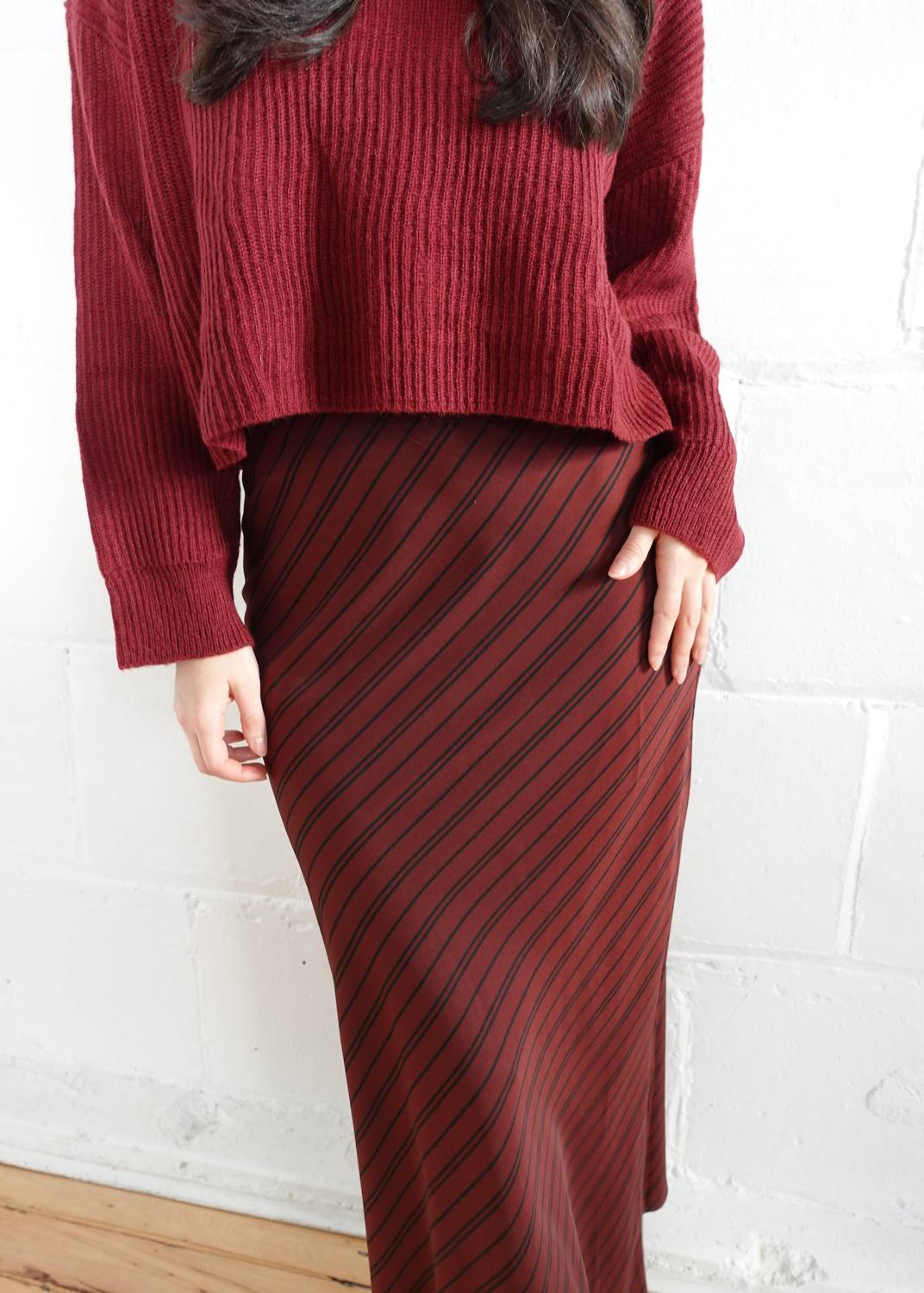 NIA Ravello Skirt in oxblood - women's skirt - detail view