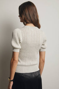 Forte - Textured Knit Puff Sleeve Top