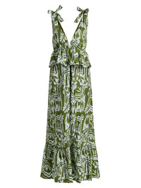 Marie Oliver - Whitley Floral Tie-shoulder Peplum Midi Dress