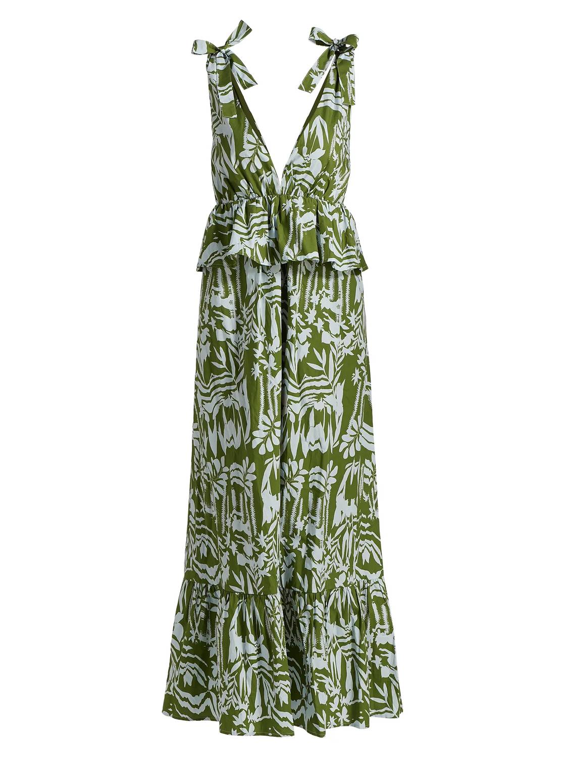 Marie Oliver - Whitley Floral Tie-shoulder Peplum Midi Dress