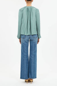 Ulla Johnson Electra Long Sleeve Blouse in sea glass 1 - women's blouse - detail view