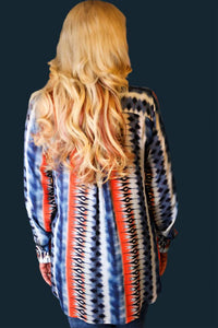 Apny - Western Flair Half Button-Up Pullover Tunic