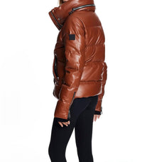 Sam. - Vegan Leather Puffer Jacket