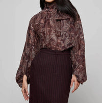 L'Agence Rhett Oversized Blouse in brown etched paisley 1 - women's blouse