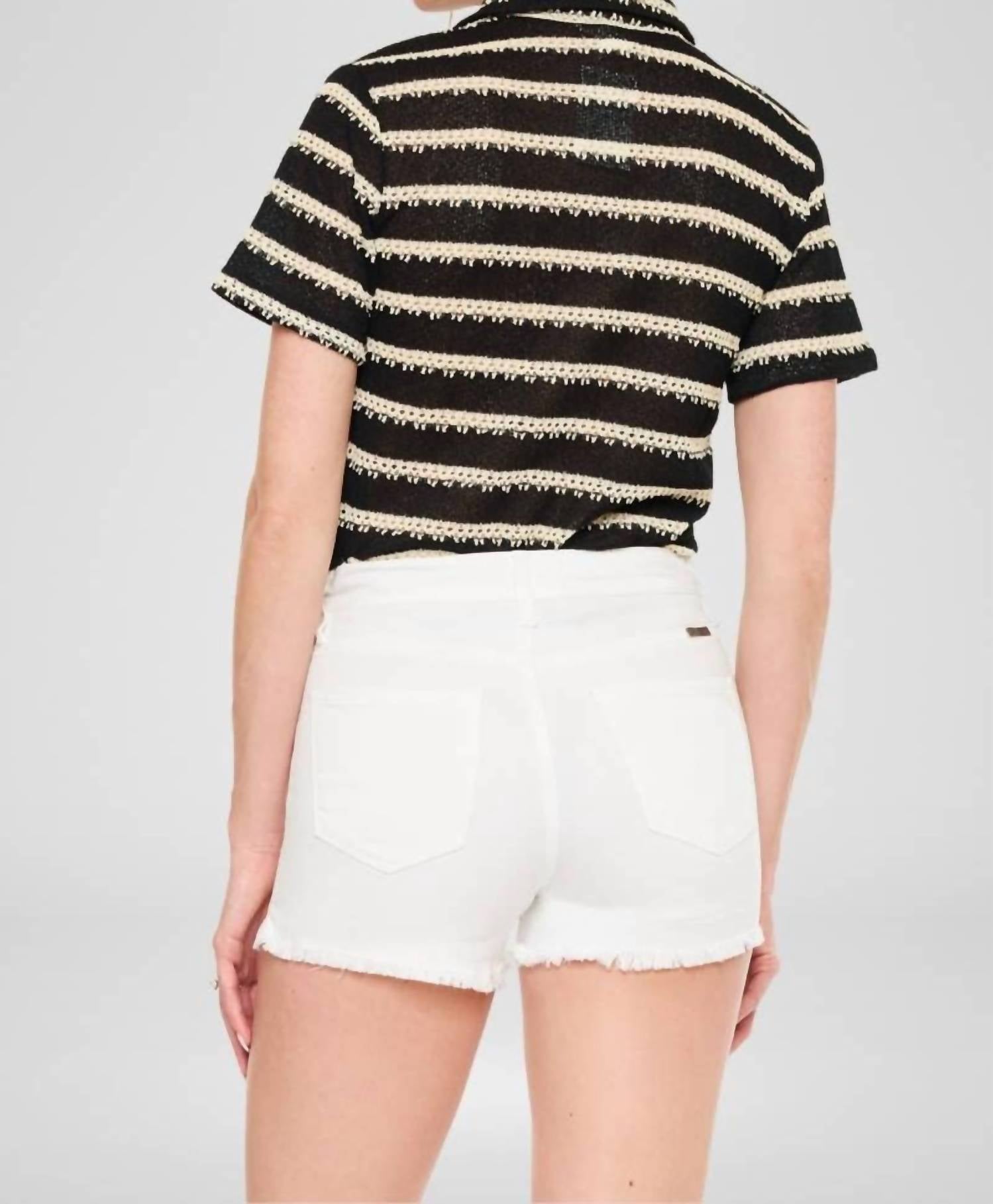 KanCan High Rise Denim Shorts in white - women's shorts - detail view