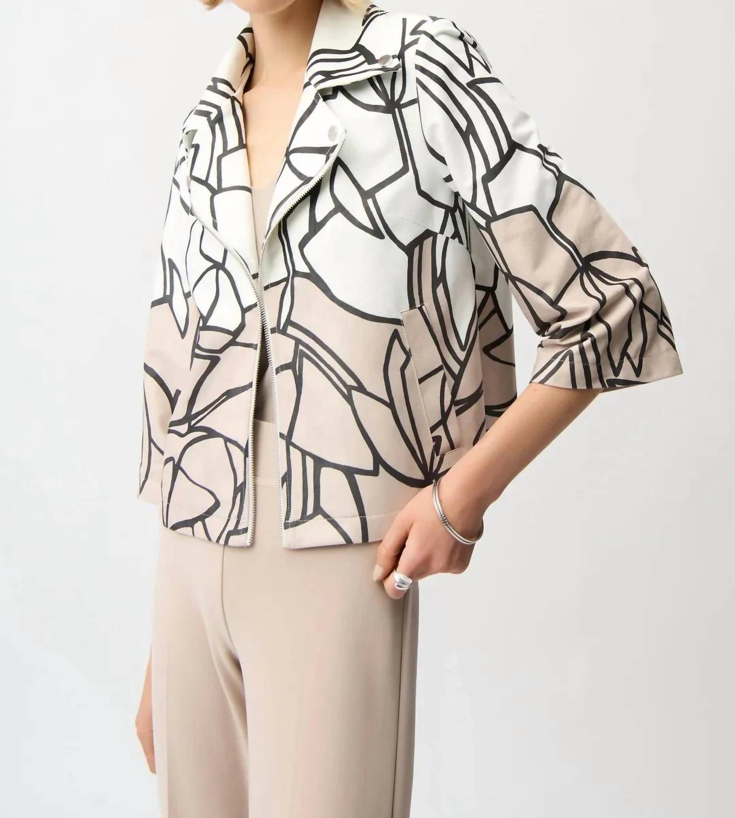Joseph Ribkoff - Abstract Faux Suede Swing Jacket