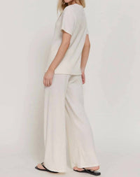 Active Basic - Short Sleeve Top And Wide Crinkle Knit Pants Set