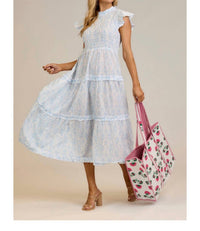 mudpie DORIAN MIDI DRESS in blue - women's dress - detail view