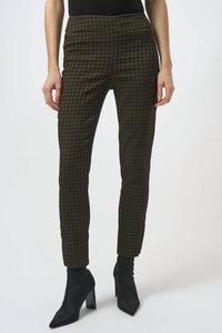 Joseph Ribkoff Geometric Jacquard Straight Pull-on Pants in black bronze - women's pants - detail view