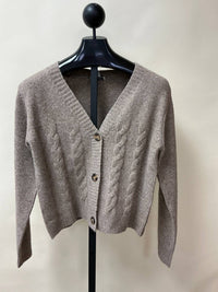 Giftcraft Women's V-neck Cardigan in taupe - women's sweater