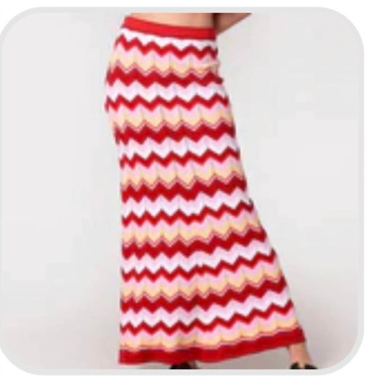 Minnie Rose - Cotton Cashmere Chevron Pointelle Maxi Skirt