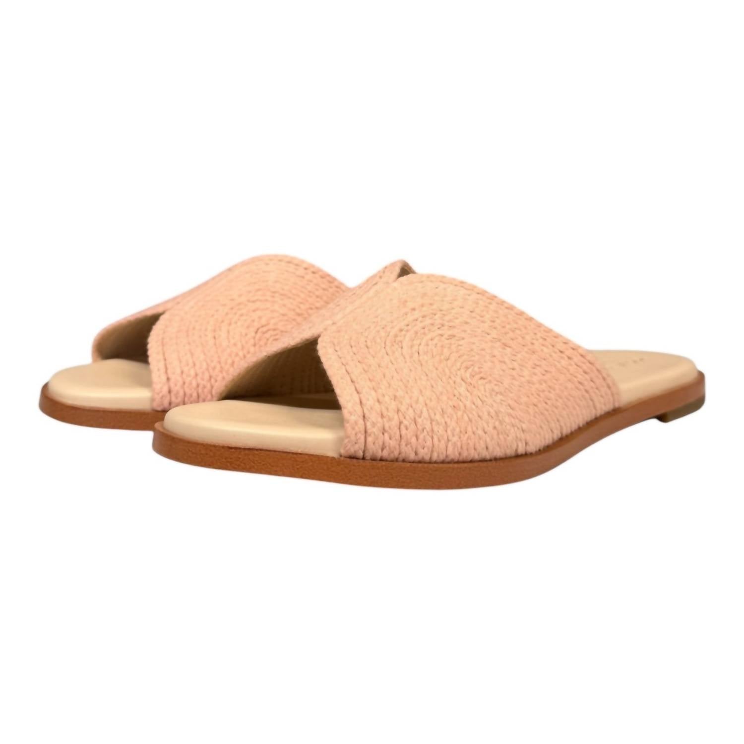COLE HAAN Women's Ansley Leather Slides in blush jute - women's sandal